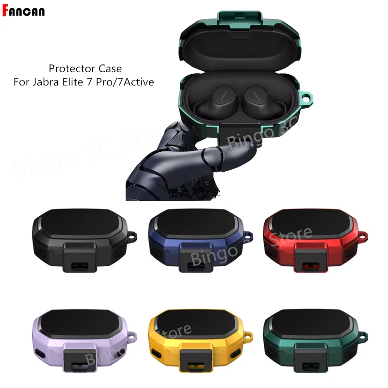 Custodia Per Auricolari Per Jabra Elite 7 Pro Luxury Hard Aromor Elite 7Active Security Lock Protector Con Fibbia Per Jabra Elite 7Active
