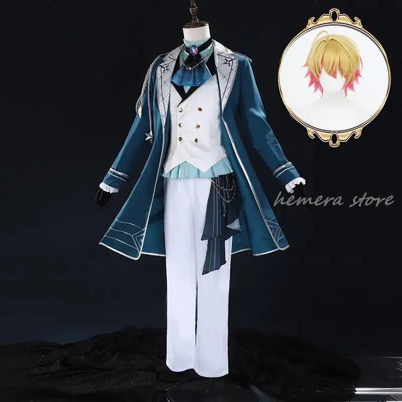 

Anime Oshi No Ko STAR T RAIN Aqua Aquamarine Hoshino Cosplay Costume Uniform Wig Trench Pants B-Komachi Idol Short Sleeves Boy