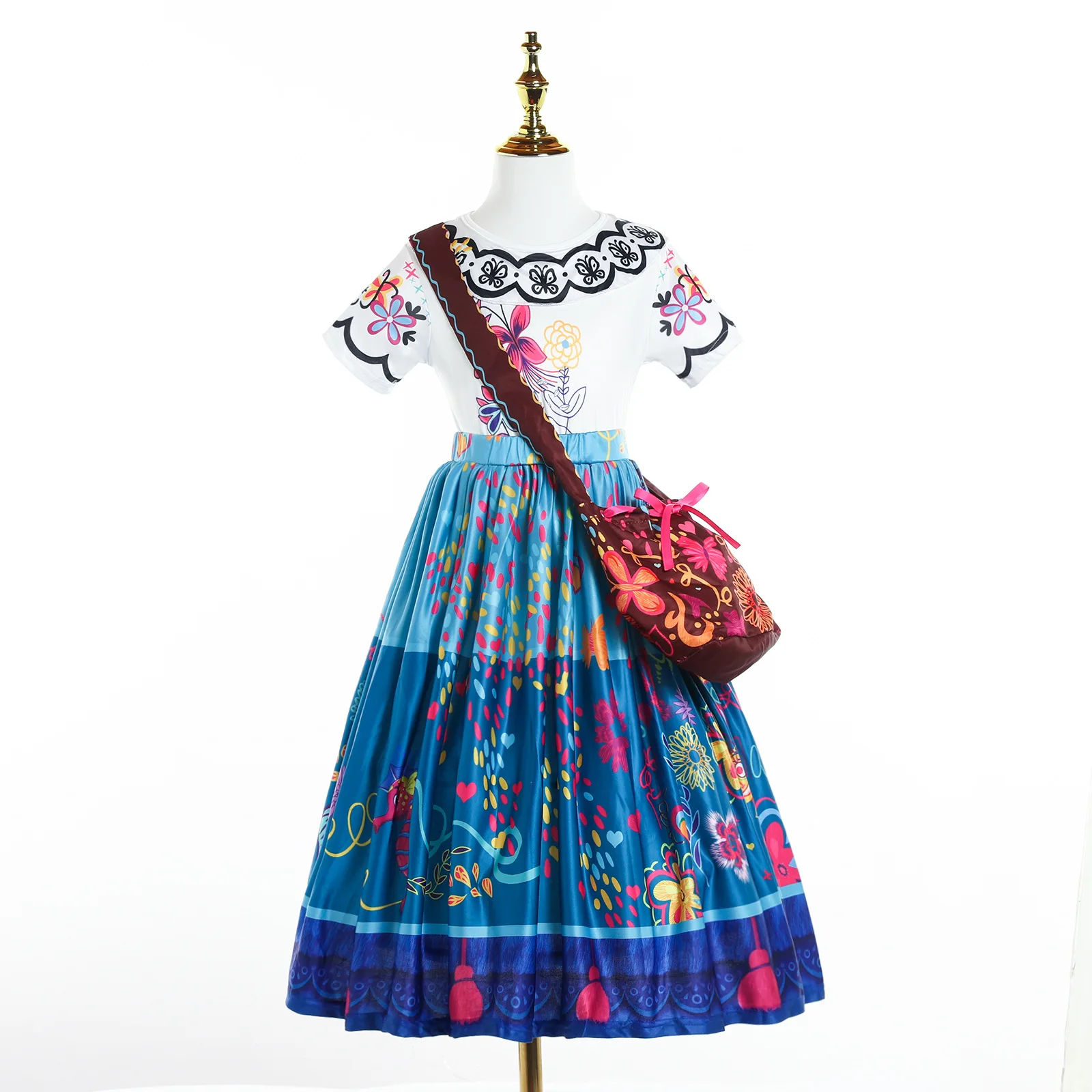 Fancy Encanto Costume Play Dress with Bag Family Madrigal Magic House Mirabel Movie Role Playing Fancy Encanto Costume Play Dress with Bag Family Madrigal Magic House Mirabel Movie Role Playing