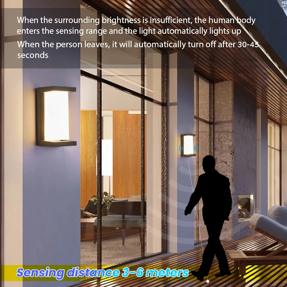 Wall Light LED Lights Motion Sensor Indoor Outdoor 85-265V ABS Waterproof Lights Room Decoration Home Appliance For Home Balcony
