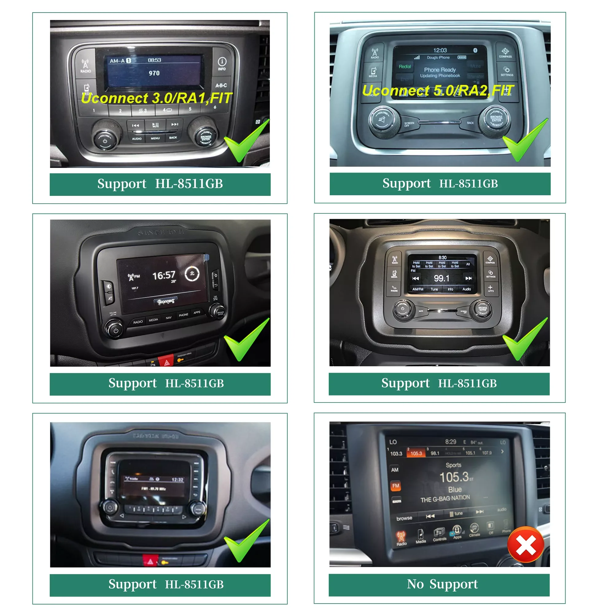 7-Zoll-Upgrade-Touchscreen-Haupteinheit für Jeep Cherokee mit Android 14, kabellosem CarPlay und kabellosem Android Auto – Detail 1