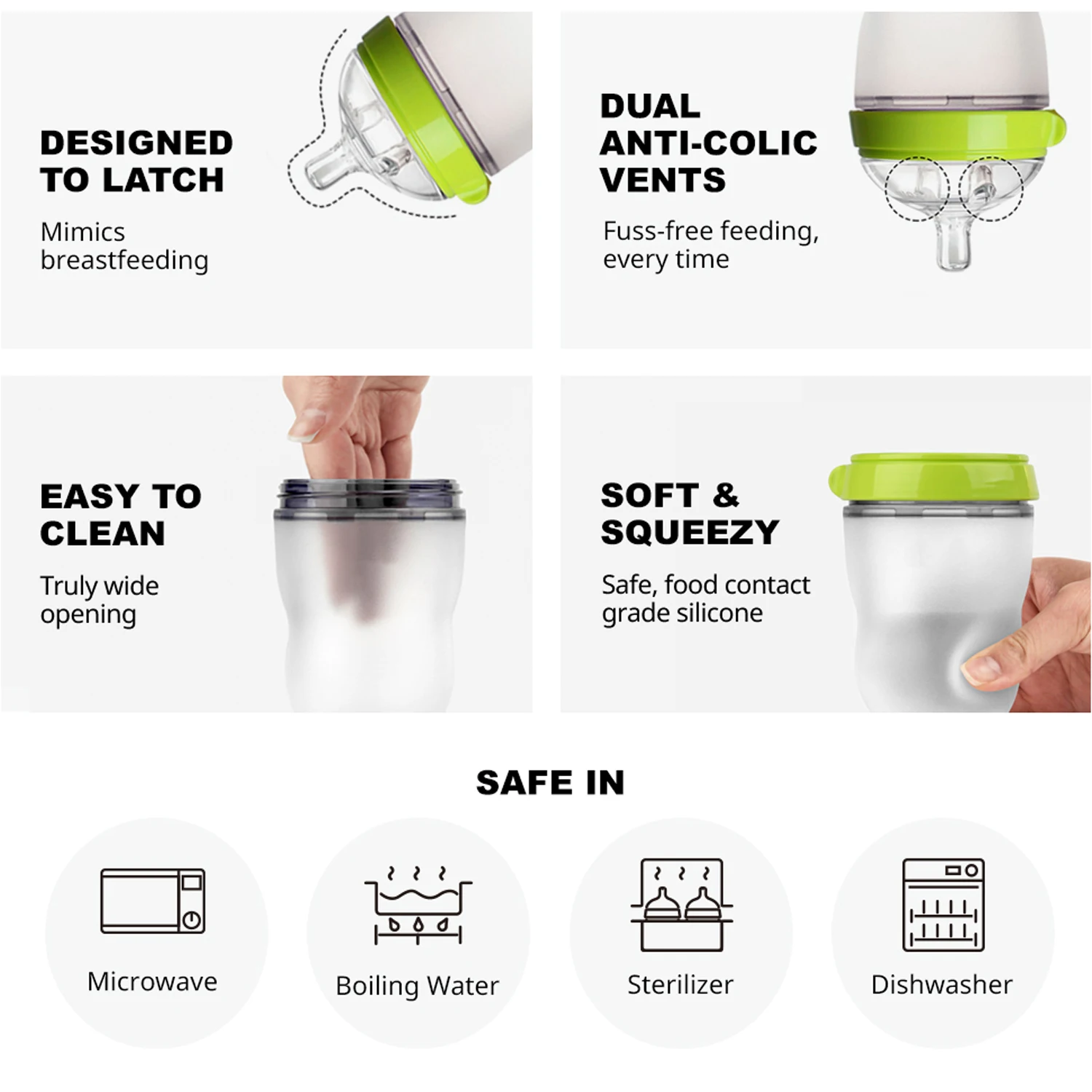 Milk Bottle Feeding Bottle 1 Soft Silicone Baby Bottle 0-36 Months Anti-choking Anti-fall