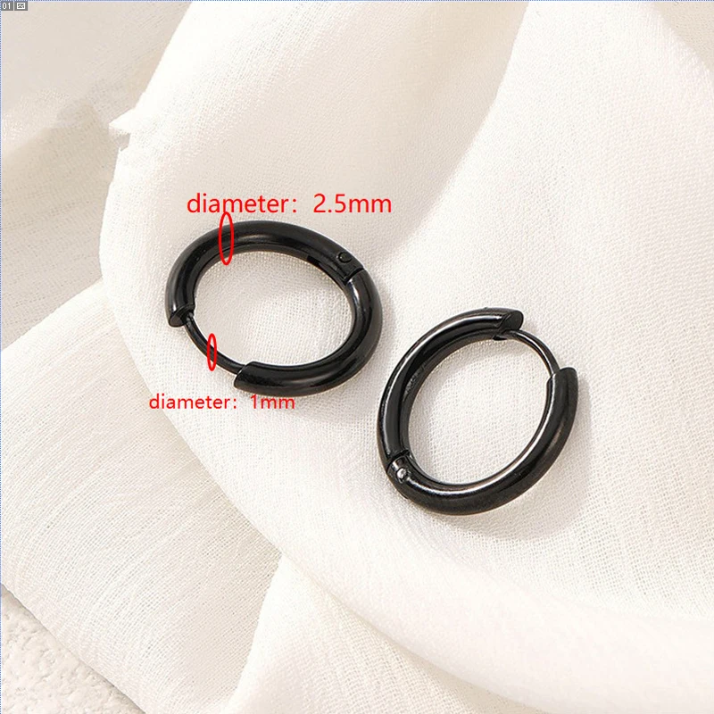 10 Orecchini A Cerchio In Acciaio Inossidabile Per Uomo E Donna, Orecchini A Cerchio Con Passante, Orecchini A Cerchio Chirurgici Per Piercing All'orecchio, Ganci Ipoallergenici - Italia - Foto 4