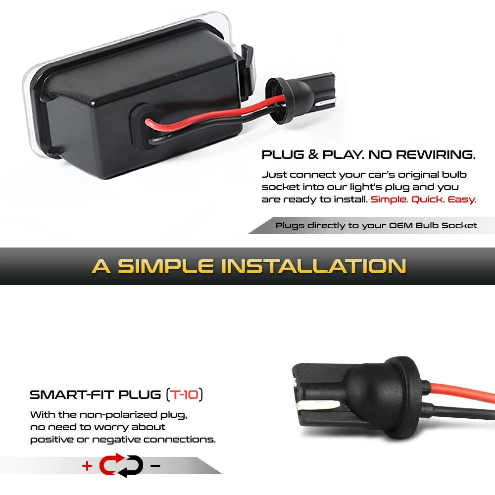 2Pcs Car LED License Plate Light Number Lamps For Jaguar XF