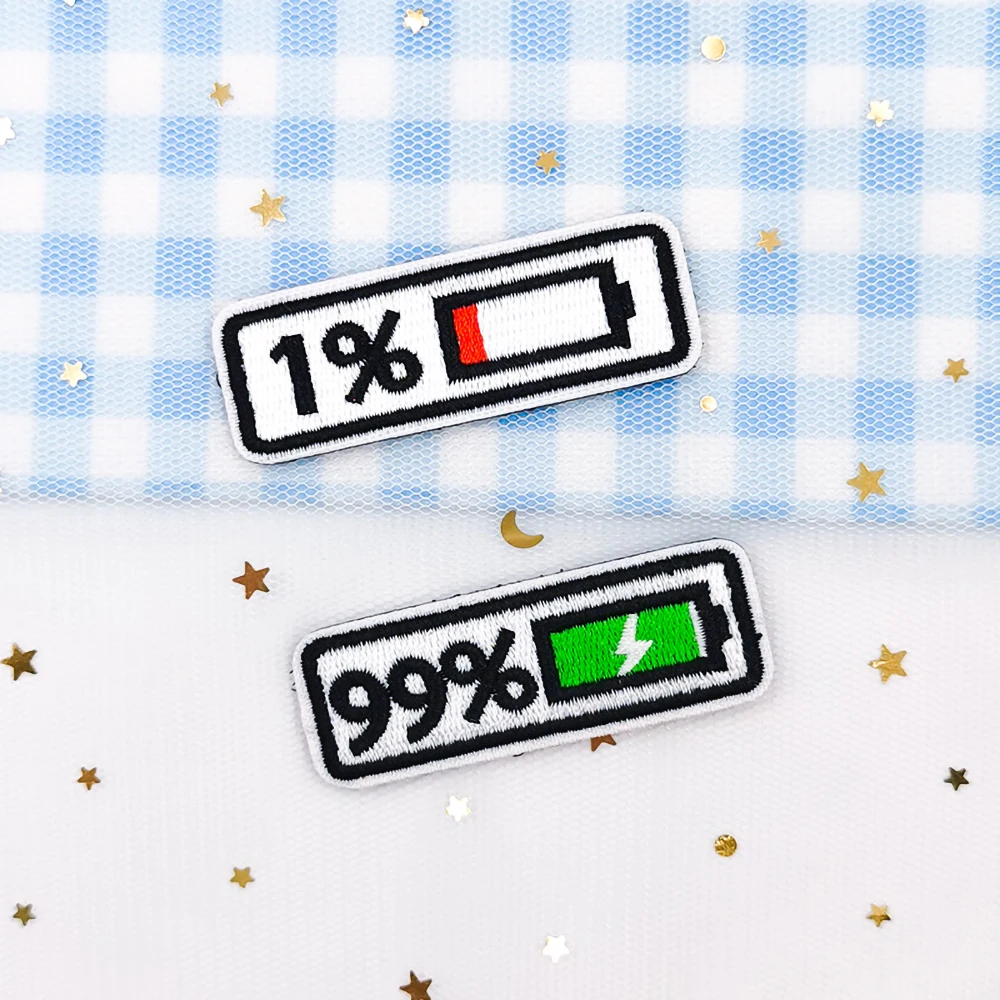 Description Picture 2 of itemHand-embroidered Electricity Pattern Embroidery Hook&Look Buckle Clothing Hat Denim Jacket Sticker DIY Fashion Clothes Patches