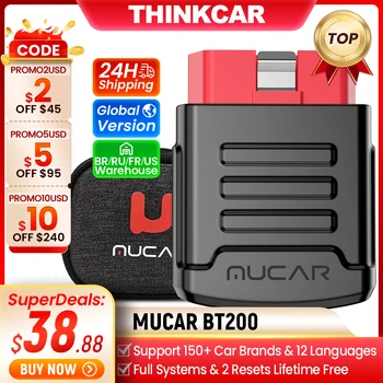 MUCAR BT200 블루투스 차량 진단 도구 오일 IMMO SAS 재설정 OBD2 스캐너 IOS 안 드 로이드 전체 시스템에 대 한 자동 코드 리더 진단