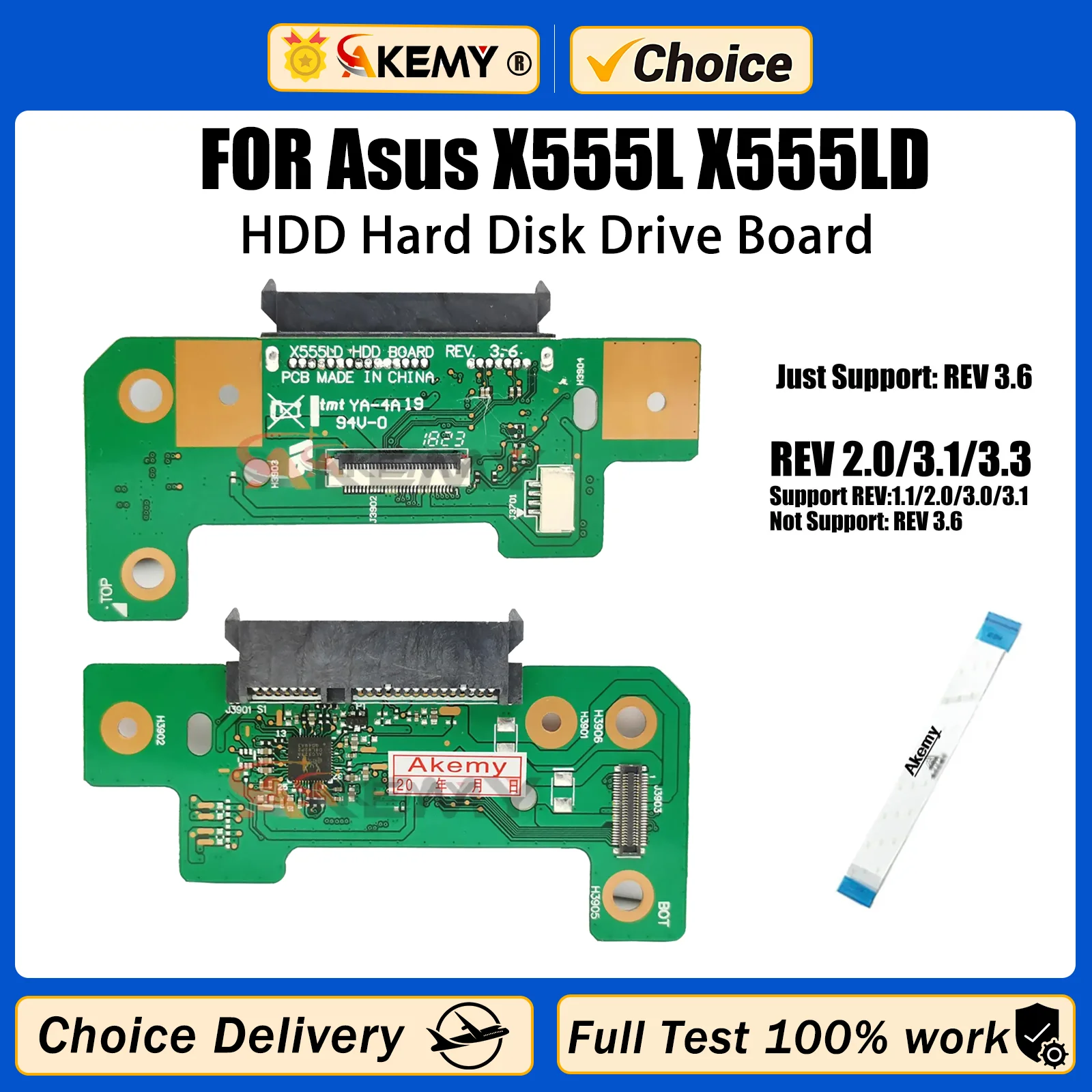 AKEMY X555LD REV 3.3 3.6 HDD board For Asus X555L X555LD Laptop