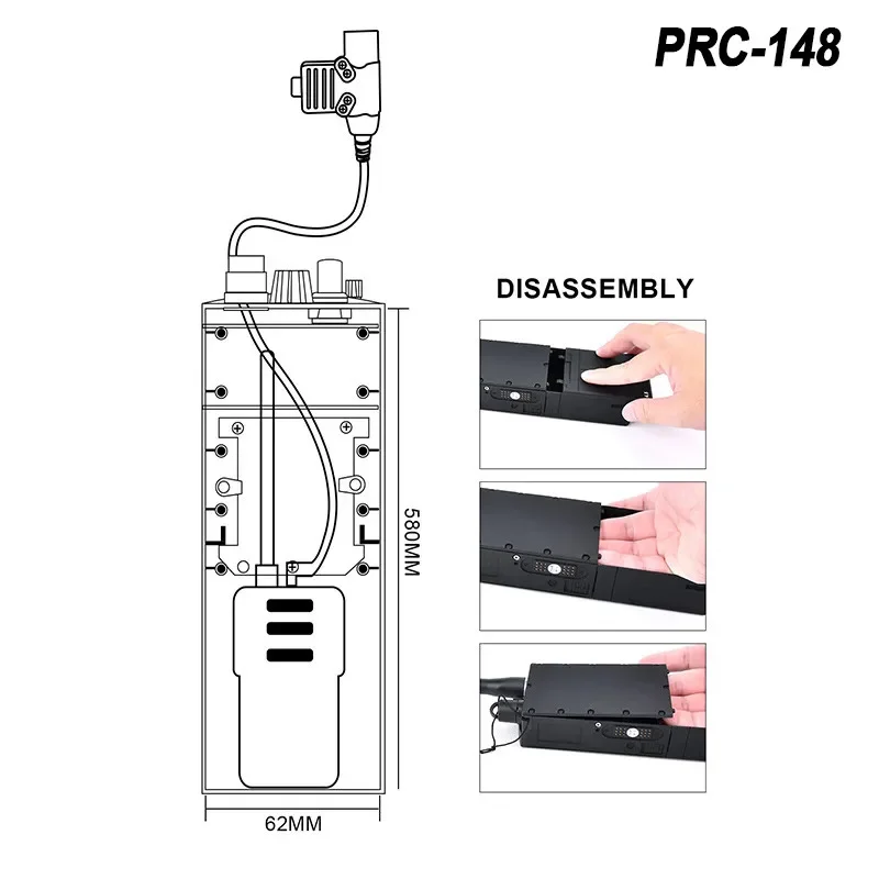 WADSN PRC-148/152 Talkie Walkie Folding Antenna Package Dummy Model Communication Case Non-functional Radio Box Interphone Shell