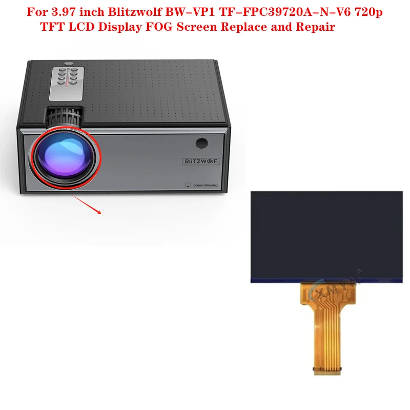 For 3.97 inch Blitzwolf BW-VP1 TF-FPC39720A-N-V6 720p TFT LCD Display FOG Screen Replace and Repair