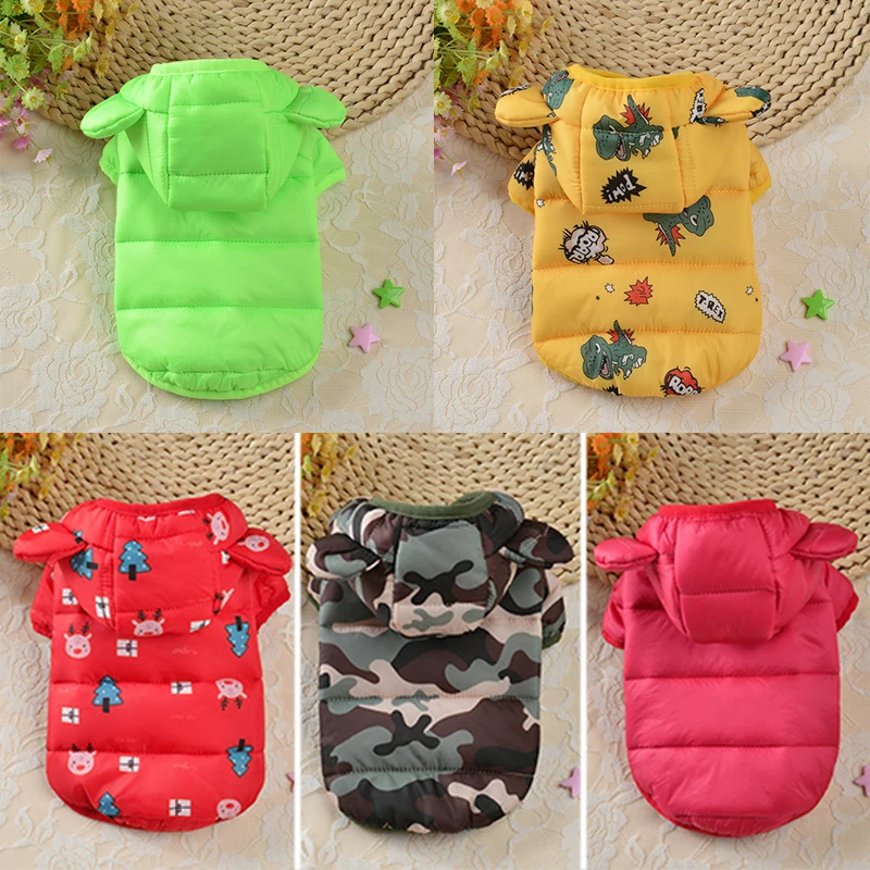 Winter Pet Warm Down Jacket Pet Dog Clothes For Small Medium Dogs Puppy Hoodie Cotton Dog Coat Cat Jacket Padded Bread Clothes