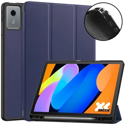Premium 11 TPU Leather Magnetic Tablet Cover with Pen Slot for Xiaoxin Pad 11 2025 (Dark Blue)