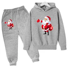 

Christmas Hoodie For 3-14Y Kids Boys Girls Sleepwear New Year AutumnWinter Clothes Cartoon Fashion Sets Christmas Top+Pants