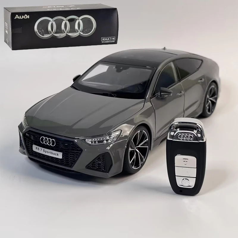 アウディ RS7 1/18 グレー スマートキー付き 1:18 アウディ RS7 スポーツバック 4 ドアクーペリモコン合金ダイ