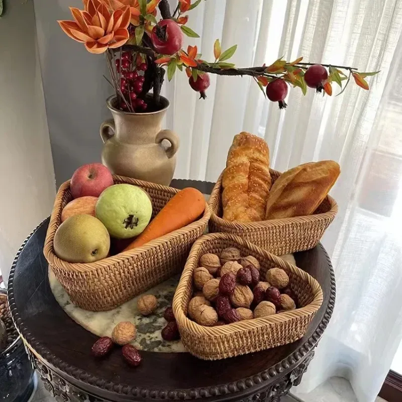 Handwoven Rattan Wicker Storage and Picnic Basket