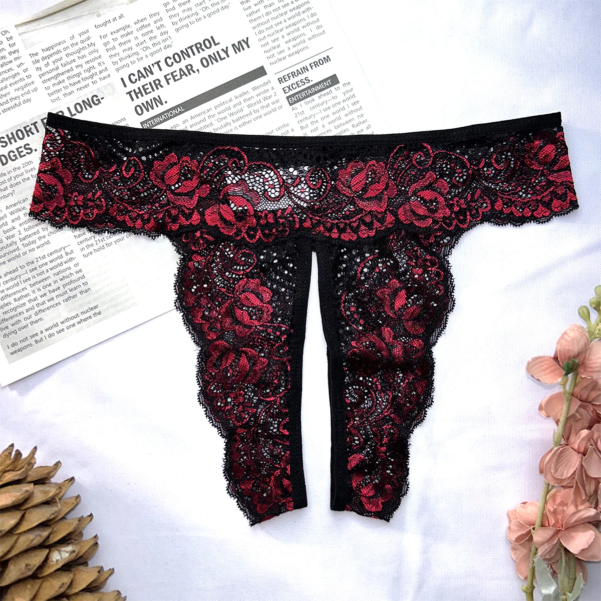 Sexy Crotchless Thongs Invisible Lace Underwear Women Comfortable Panties Intimates Underpants Low Waist Briefs Female Lingerie