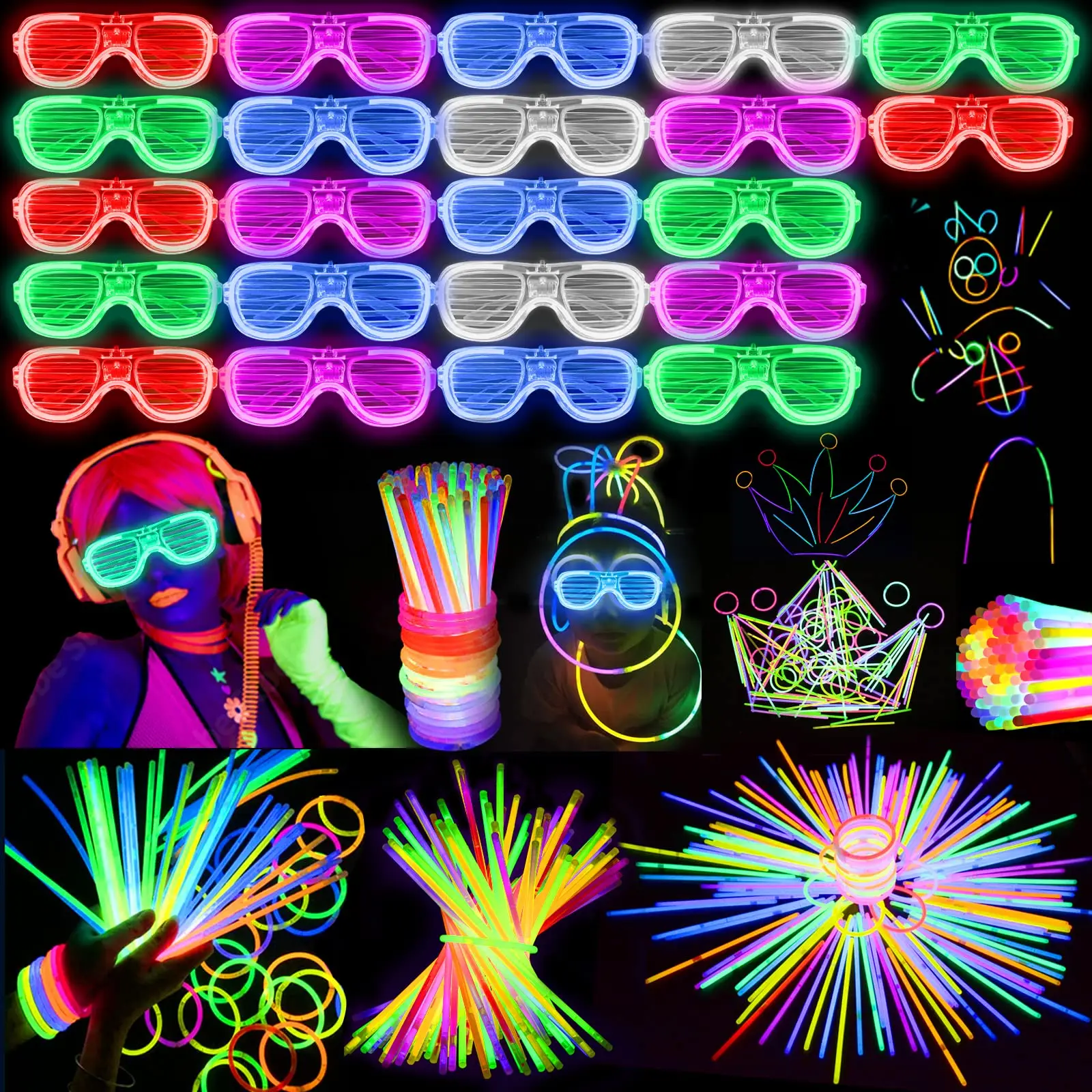 60-240 Pack Glow Sticks Party Supplies 5 Neon Colors Glow Sticks