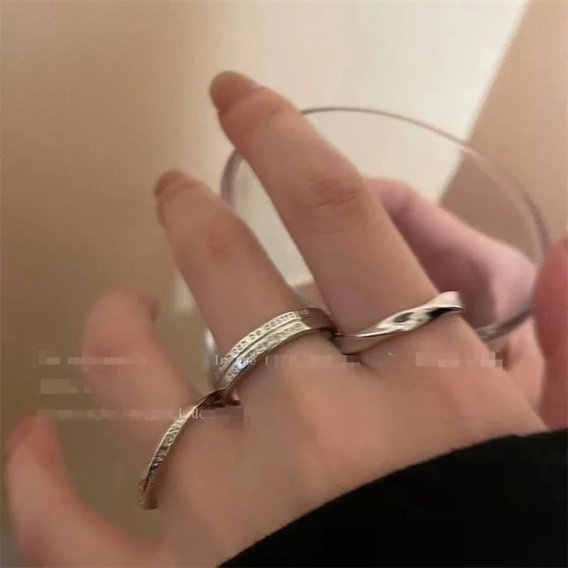 3 Pz/Set Personality Silver Color Finger Rings Simple Geometric Wave Twist Rings Fashion Women Open Tail Rings Gioielli Per Feste