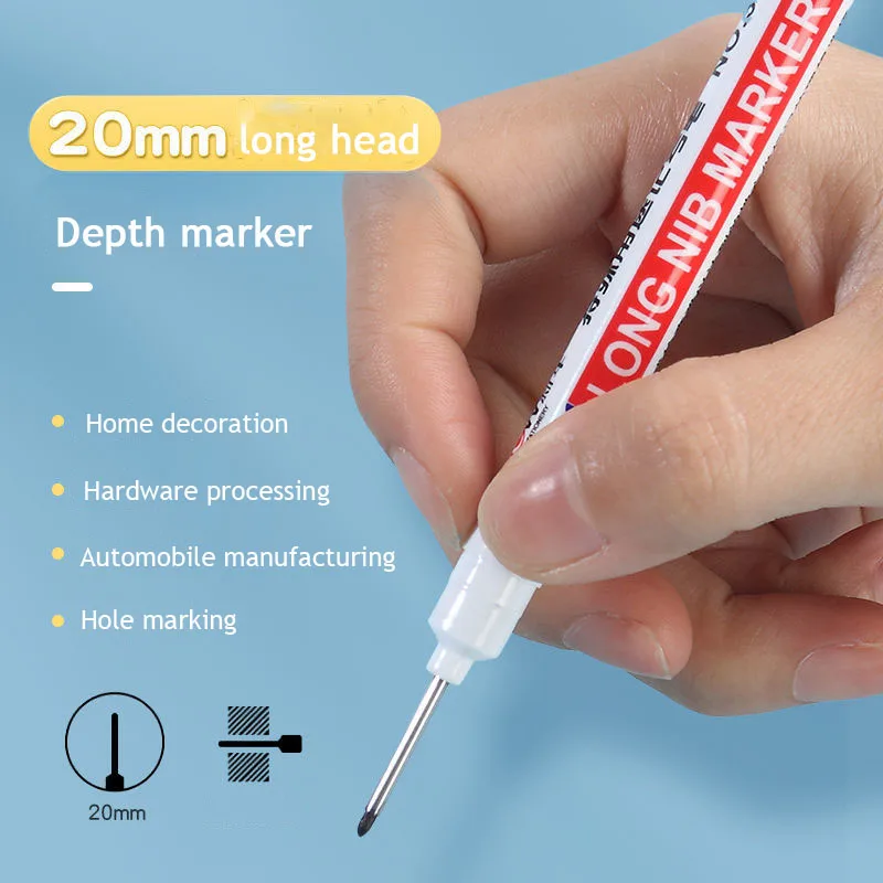 6 개/대 금속 천공 펜에 대 한 20mm 깊은 구멍 긴 펜촉 머리 마커 방수 욕실 목공 장식 다목적