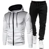 Fashion Print Tracksuit for Men Zipper Hooded Sweatshirt and Sweatpants Two Pieces Suits Male Casual Fitness Jogging Sports Sets 1