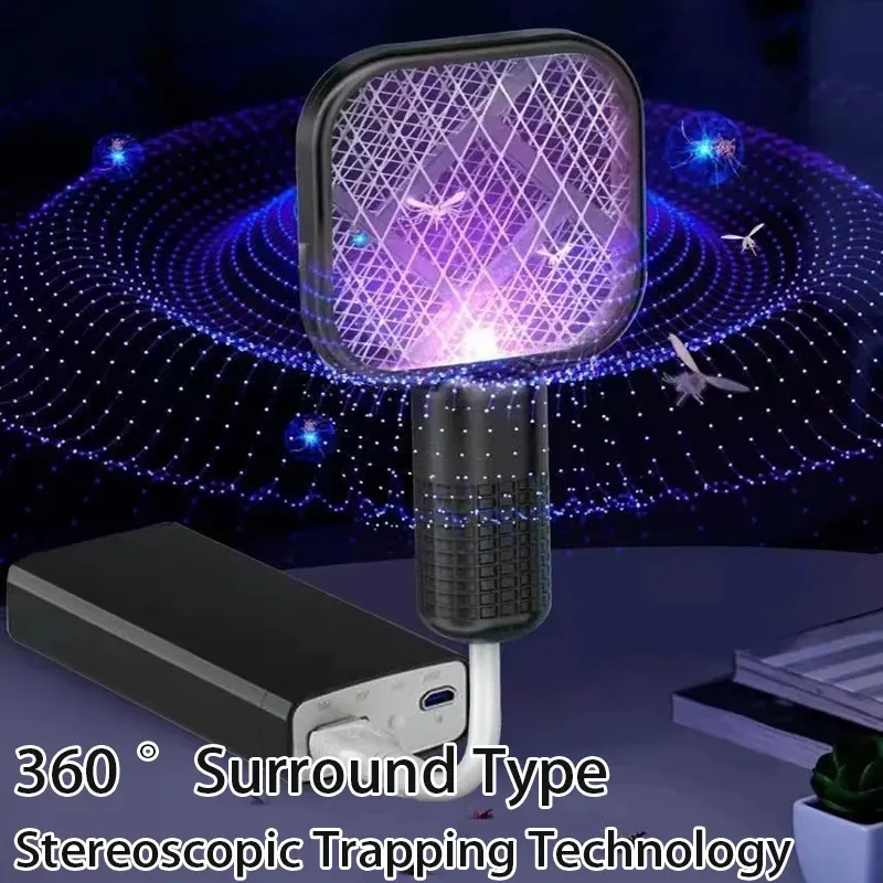 USB Mosquito Swatter Trap Pest Control Electric Shock Mini Mosquito Killer Lamp Portable UV Light Fly Bug Zapper Summer