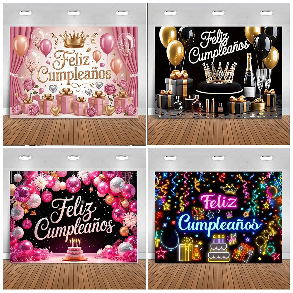 Spanisch Alles Gute zum Geburtstag Thema Hintergrund Liefert Bunte Ballon Geburtstag Party Dekor Hintergrund Banner Kind Geschenk Foto Schießen Prop