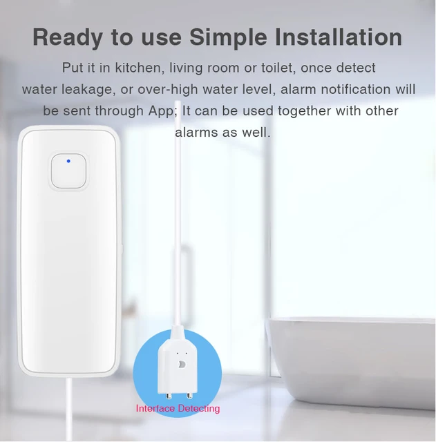 Tuya WiFi Smart Water Leak Sensor Sound Alarm System Water Overflow Level Detector Flood Leakage Security Protection Smart Home 4