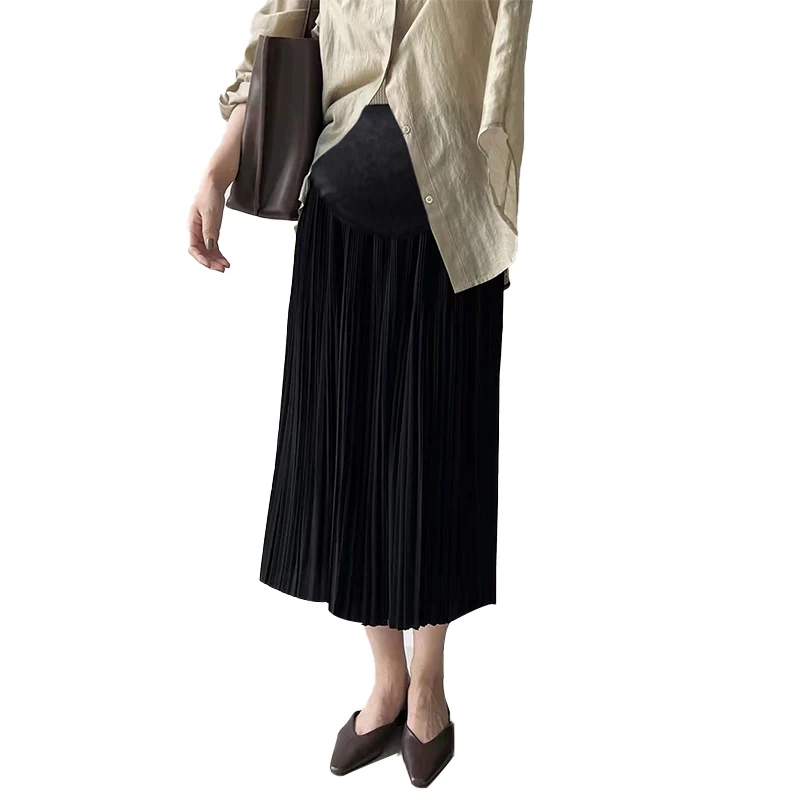 9022# Spring Summer Ruching Pleated Maternity Skirts Elastic Waist Belly Clothes for Pregnant Women Pregnancy Bottoms