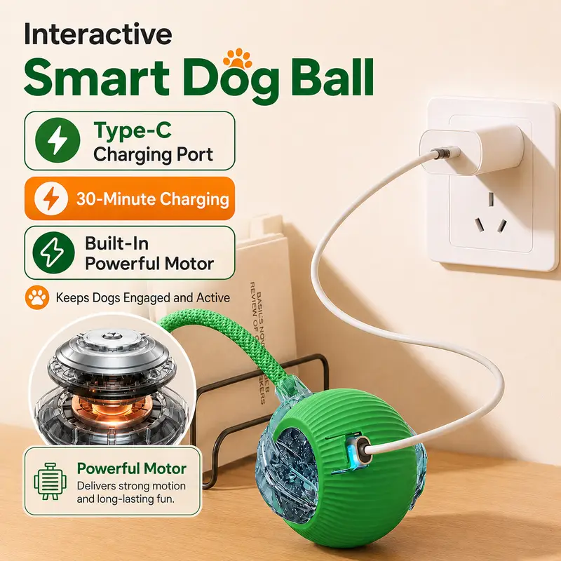 New Dog Interactive Ball Toy,Automatic Rolling Dog Ball Rechargeable,Smart Puppy Interactive Toy,Intelligent Balls Toy for Dogs - Image 4