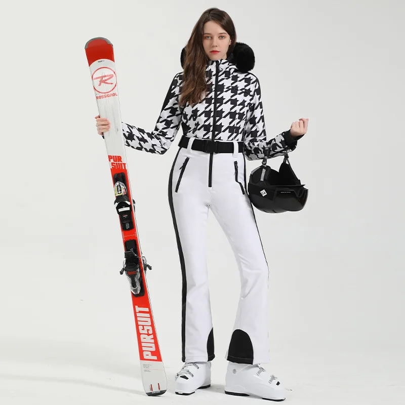 Ski Suit for Women Jumpsuit Thermal Thicken Waterproof Windproof Outdoor Sport Wear Snowboard Mountain Winter