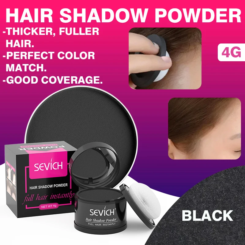 Sevich Hairline Powder Instantly Conceals Hair Loss Root Touch Up Powder Hair Loss Cover Up Shadow Black Fibers hair building powder hair building fibers hair coloring product
