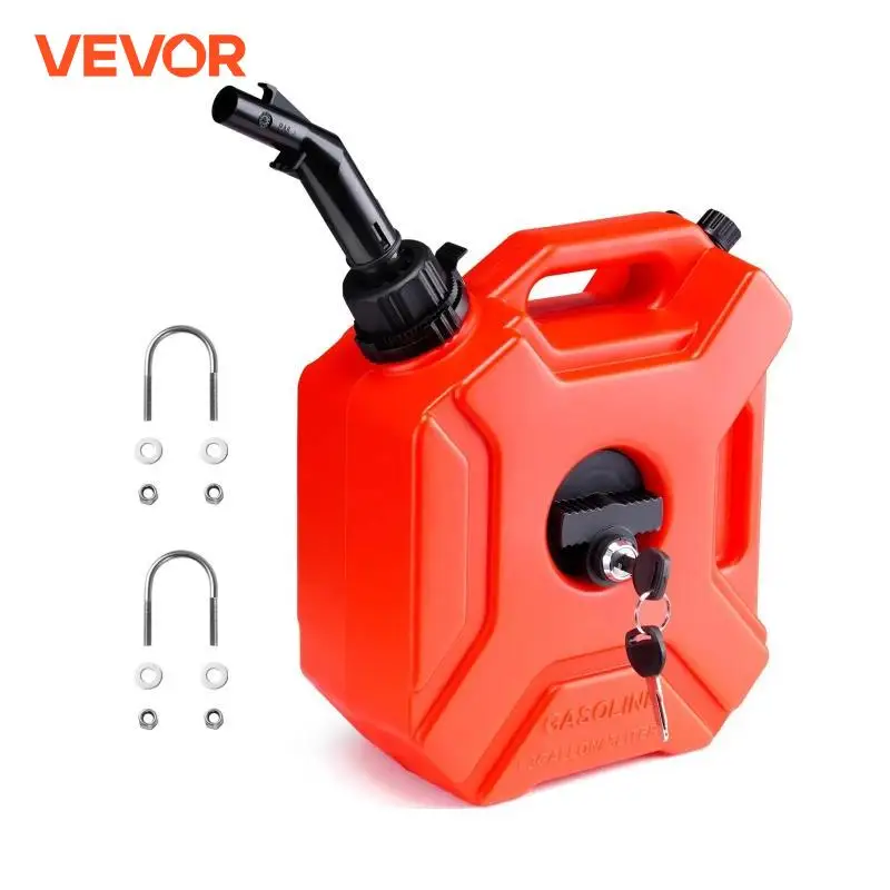 VEVOR 5/10L Red Fuel Tank Petrol Cans Gas Barrels Can Spare Water Container Spout Adjustable Flow Rate Motorcycle SUV Petrol Can Motorcycle Fuel Container