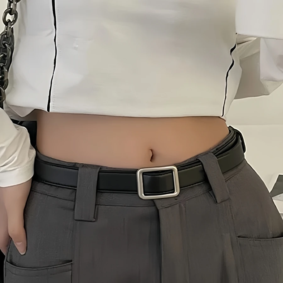PU Leder Gürtel Für Frauen Quadratische Schnalle Pin Schnalle Jeans Schwarz Gürtel Chic Luxus Marke Damen Vintage Strap Weiblichen Bund