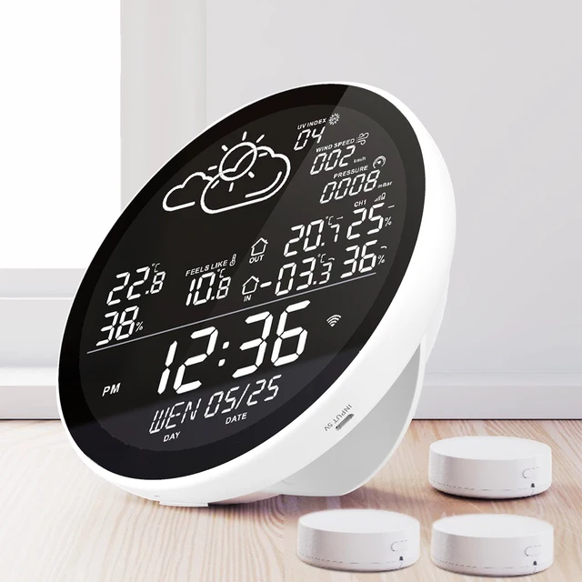 1pc Station Météo Horloge Intérieur Extérieur Thermomètres - Temu France