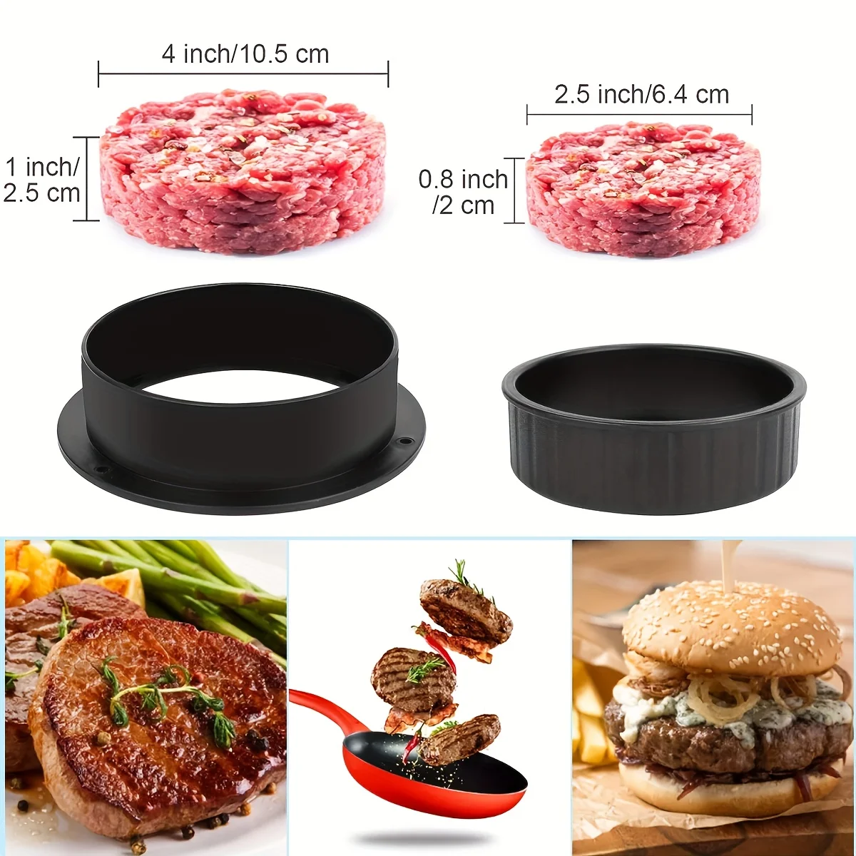 Non Stick Stuffer Hamburger Press Patty Maker Burger Mold Maker Patty Molds 1set with 50 Pcs Wax Hamburger Paper
