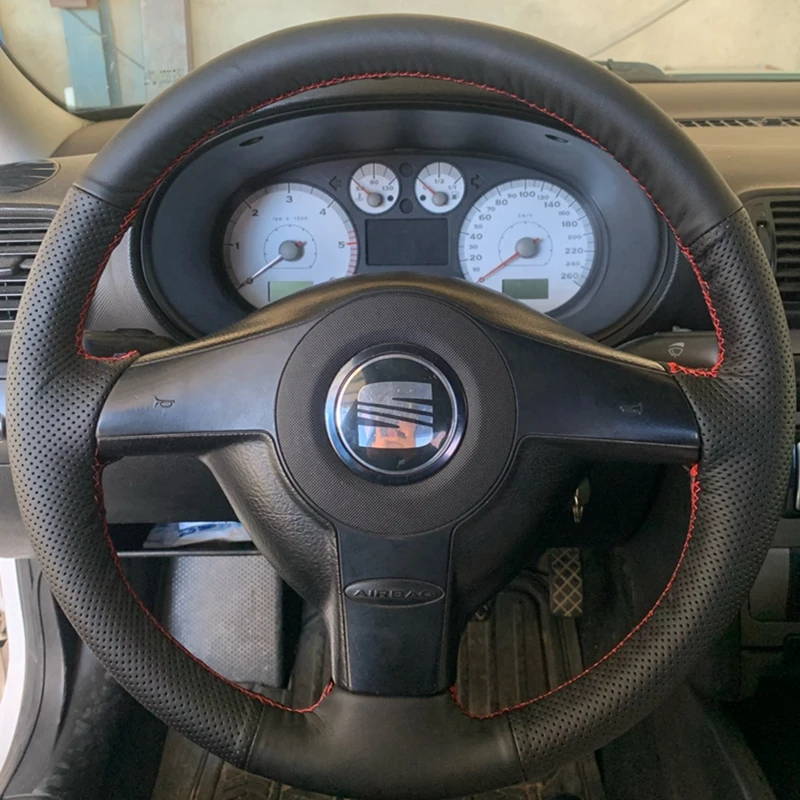 Auto-Lenkradbezug für Volkswagen VW Golf 4 MK4 Passat B5 Seat Leon Polo 1996–2004 Mikrofaser-Leder-Autozubehör