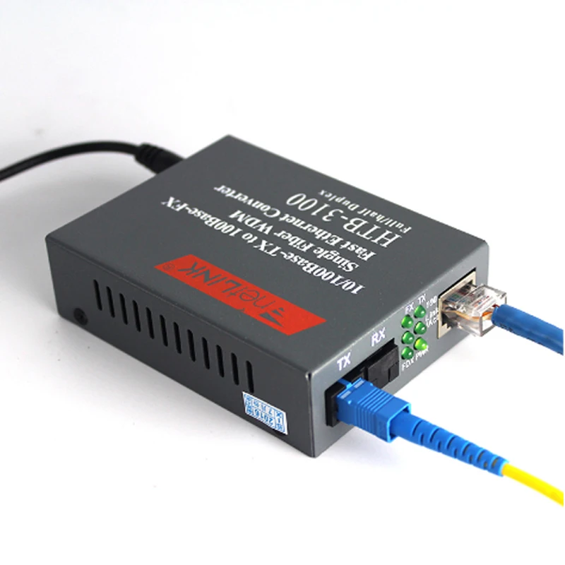 SC Singlemode Singlefiber Media Converter Fiber Transceiver HTB 3100 A B 20km External Power Supply 1 Pair