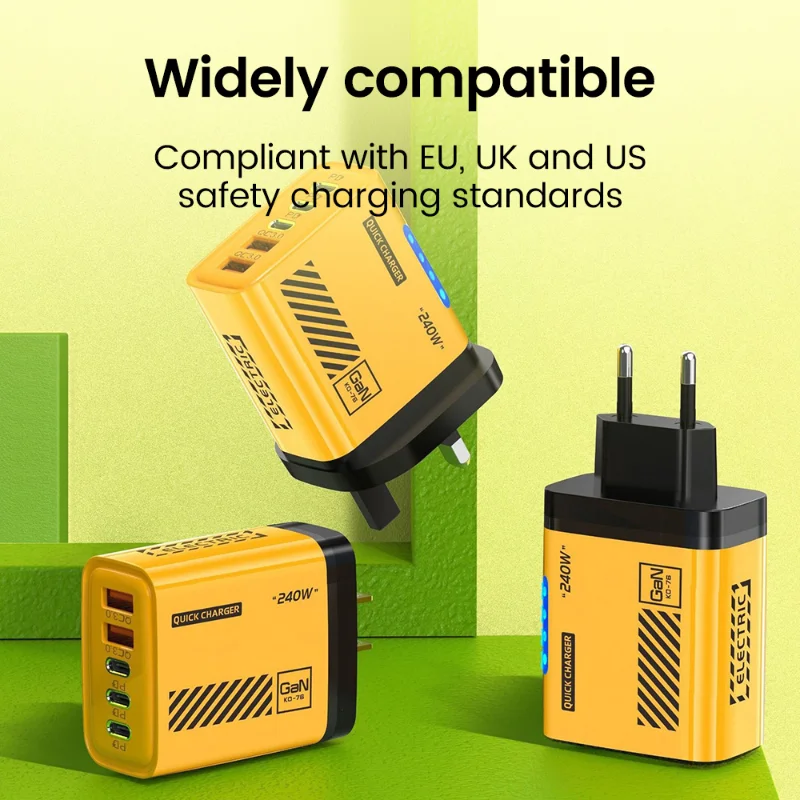 รูปสินค้า อะแดปเตอร์ชาร์จไฟ GaN 240W 5 พอร์ต ชาร์จเร็ว สำหรับมือถือและโน้ตบุ๊ก