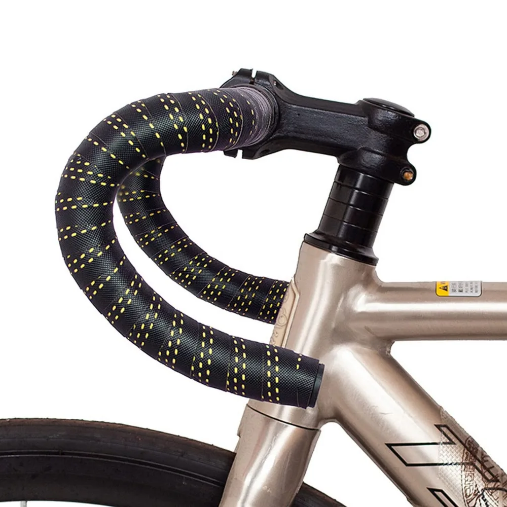 Ruban de guidon de cyclisme sur route Guidolines Bande guidon v&eacute;lo Bouchons Utilis&eacute; Plupart des V&eacute;los 2 PCS
