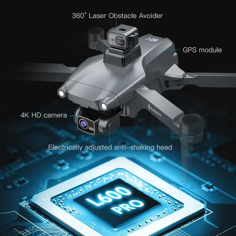 

5G WIFI Quadcopter FPV GPS L600 PRO RC Drone 4K HD Dual Camera 360 Obstacle Avoidance Brushless Dron