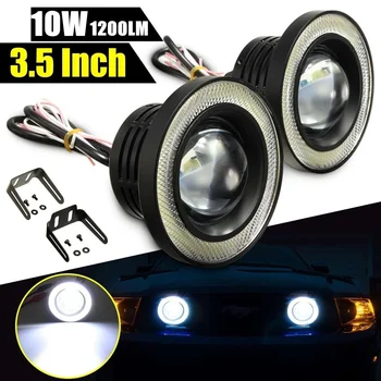 COB 엔젤 아이 안개등 LED 자동차 헤드라이트 램프, DRL 범용 주간 주행등, 3.5 3.0, 2.5 인치, 89mm, 76mm, 64mm, 1 세트