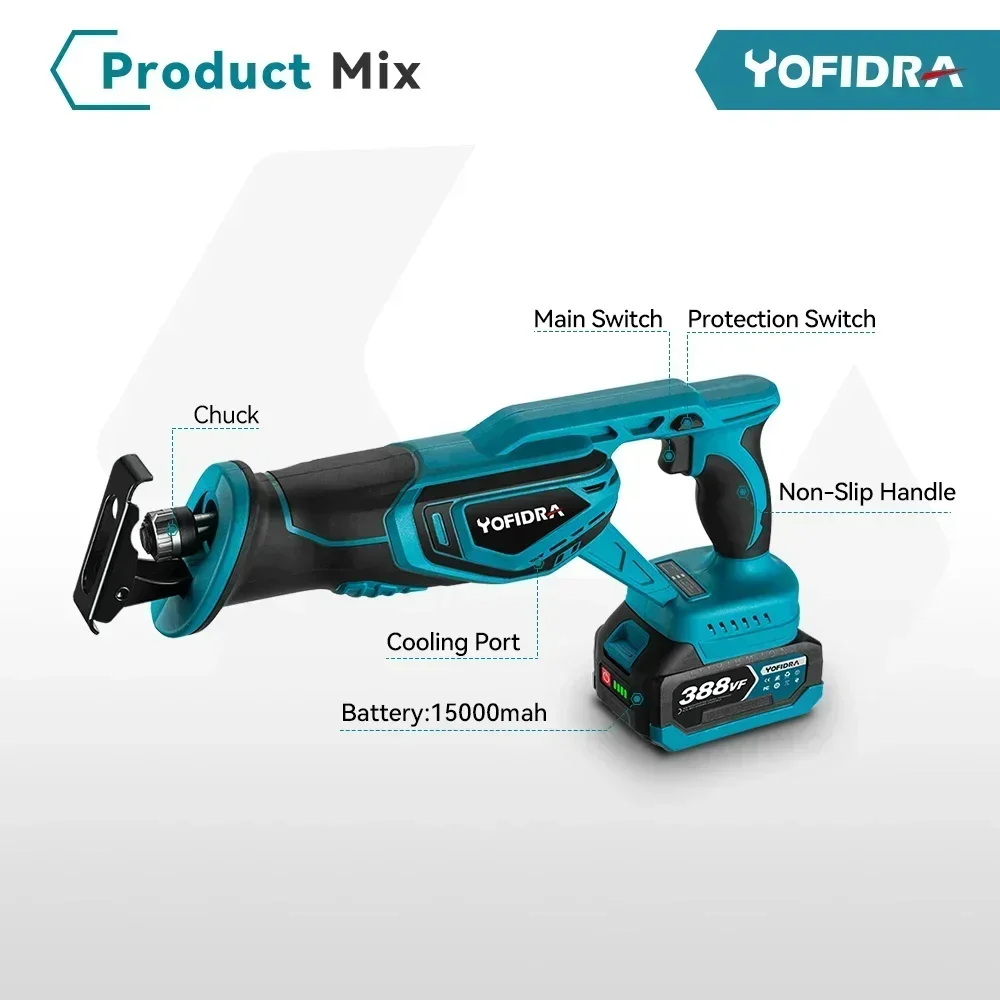 18V Brushless Reciprocating Saw Electric Saw Wood Metal PVC Pipe Materials Cutting With 4 PCS Saw Blades For Makita 18V Battery 3