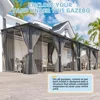 20' X 12' Gazebo for Patio, Large Wall-Mounted Lean to Pergola Gazebo with Curtains and Netting, 12x20 Hard Top Gazebos 6