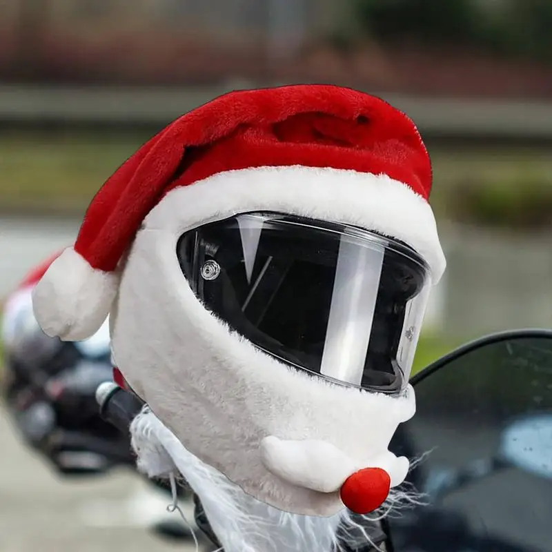 Christmas Motorcycle Helmet Cover New Santa Cycling Helmet Full Face Safe Hat Santa Claus Racing Cap Merry Christmas Decor new motorcycle helmet warm soft 3 hole helmet winter knit hat ski mask full face cap army tactical mask
