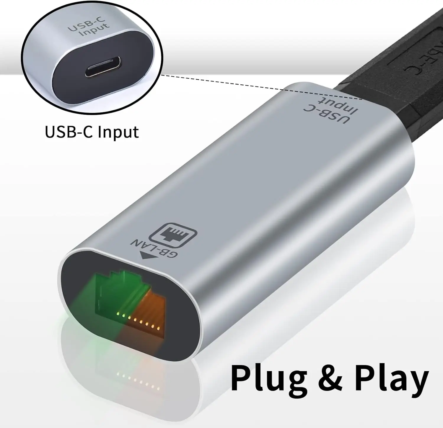 기가비트 USB C-이더넷 어댑터, RJ45 암-USB C 암 어댑터, USB C-RJ45 어댑터, 최대 1000, 100, 10Mbps 이더넷 LAN