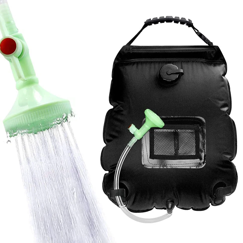 20L Outdoor Camp Shower Bag Solar Energy Heated Portable Folding Camping  Shower Hydration Bag Hose Switchable Shower Head - AliExpress