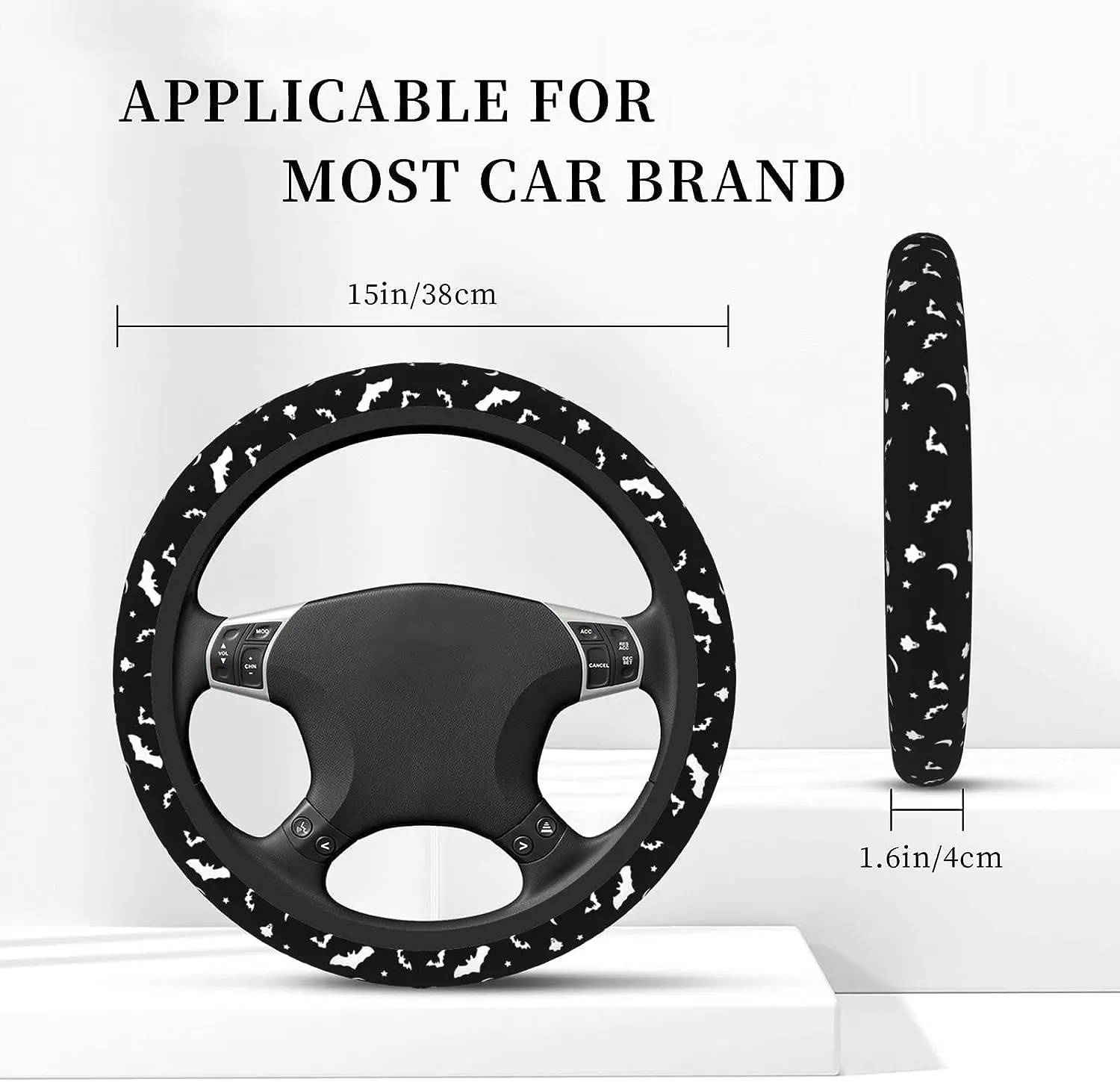 Semtomn Set Of 2 Car Seat Covers, Bat Goth Accessories, Colorful Abstract Pattern Bats Symbols Black Universal Auto Goth Accessories Front Seats Protector Fits For Car,SUV Sedan,Truck