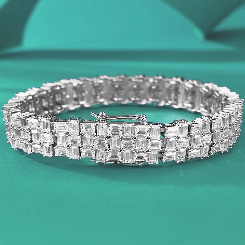 

Новинка 2024, роскошный инкрустированный бриллиантами браслет из серебра 925 пробы, толпа в европейском и американском стиле