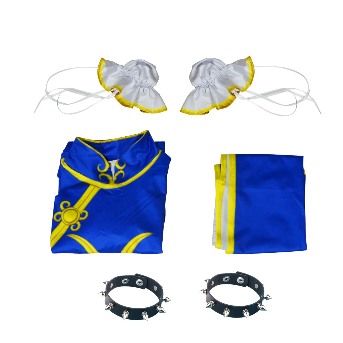 Cosplay Costume Chunli for Street Fighter Cosplay Cheongsam Suit Halloween Party Comic Con Sexy Set with Wristband Headband