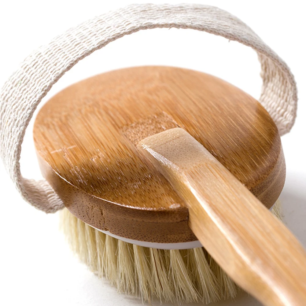 Natural Bristle Wood Bath Brush Exfoliator Massager