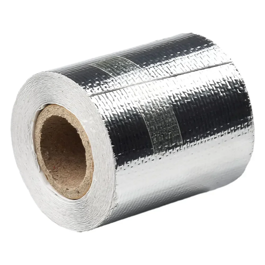 High Temperature Resistant Exhaust Pipe Insulation Tape Fiberglass Aluminum Foil Tape 1 Roll Of Car Heat Protection Foil Film fiberglass insulation tape